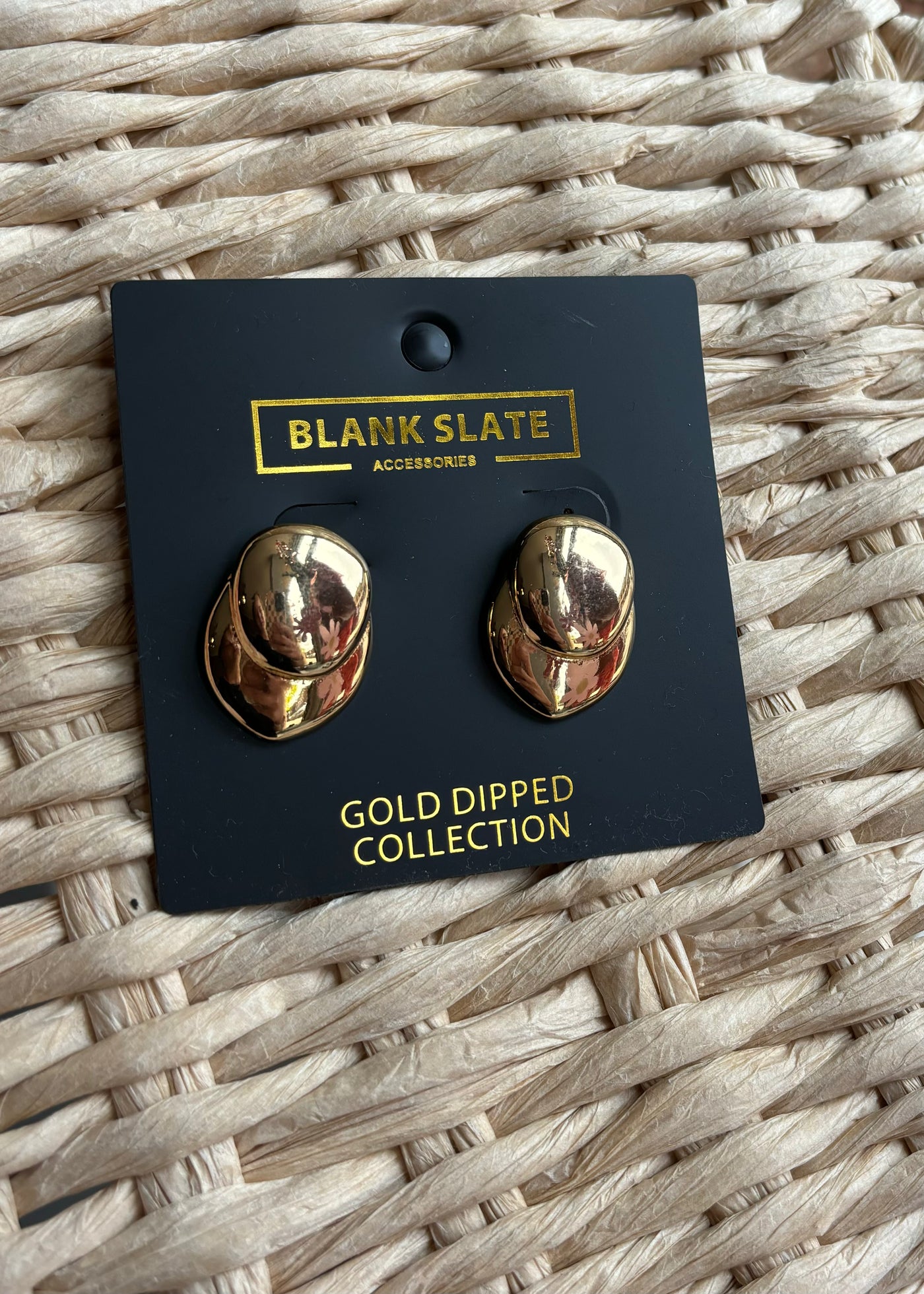 Gold Dipped Oval Layered Earrings