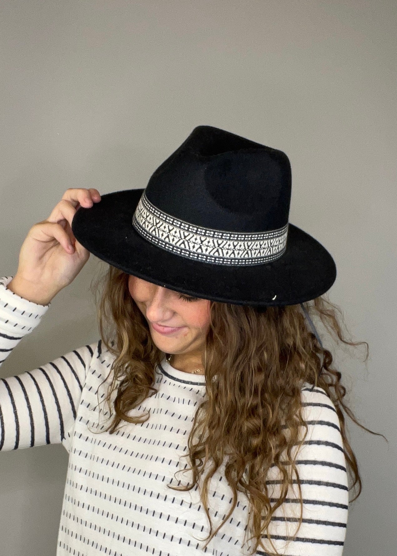 Black Printed Hat