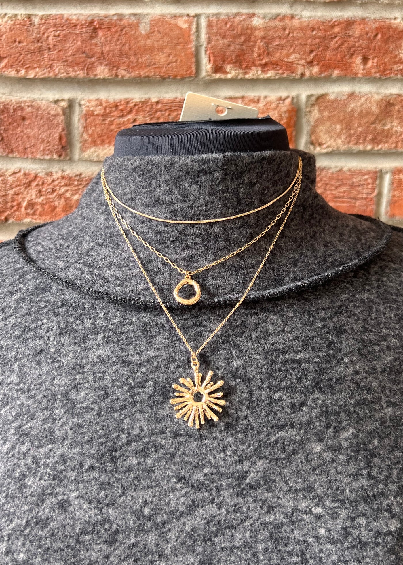 Textured Metal Sunburst Necklace